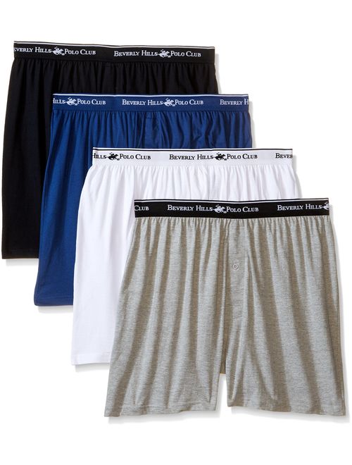 Beverly Hills Polo Club Men's 4 Pack Knit Boxer