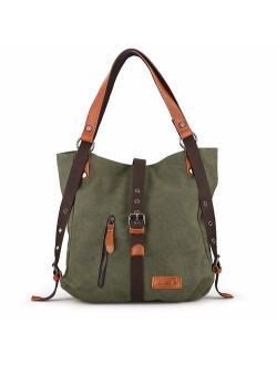SHANGRI-LA Purse Handbag for Women Canvas Tote Bag Casual Shoulder Bag School Bag Rucksack Convertible Backpack