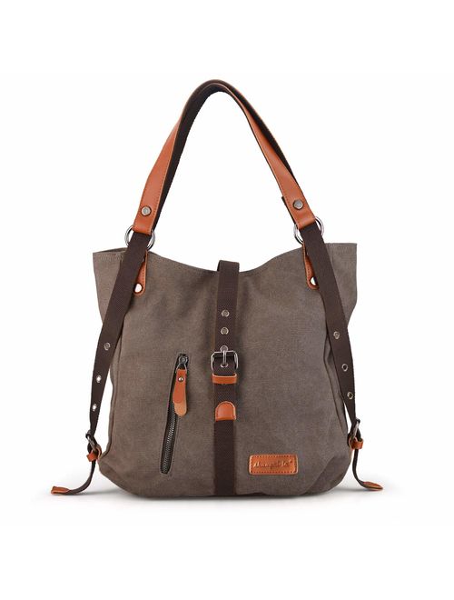 SHANGRI-LA Purse Handbag for Women Canvas Tote Bag Casual Shoulder Bag School Bag Rucksack Convertible Backpack