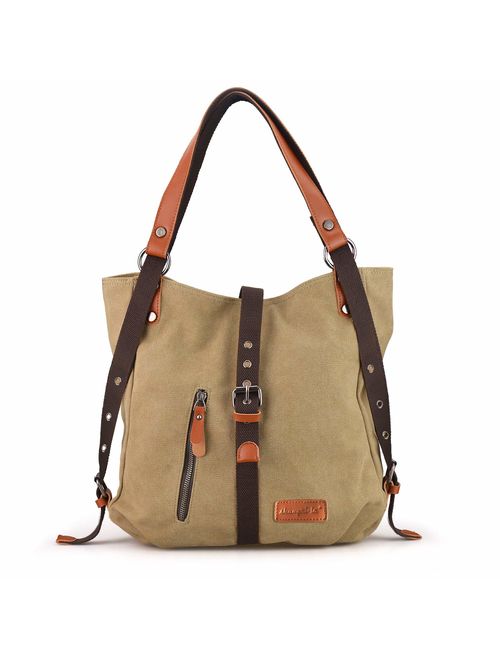 SHANGRI-LA Purse Handbag for Women Canvas Tote Bag Casual Shoulder Bag School Bag Rucksack Convertible Backpack