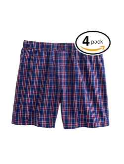 Men's Solid Relaxed Fit Premium Woven Boxer (4 Pack)