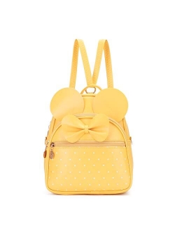 Girls Bowknot Polka Dot Cute Mini Backpack Small Daypacks Convertible Shoulder Bag Purse for Women