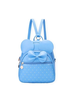 Girls Bowknot Polka Dot Cute Mini Backpack Small Daypacks Convertible Shoulder Bag Purse for Women