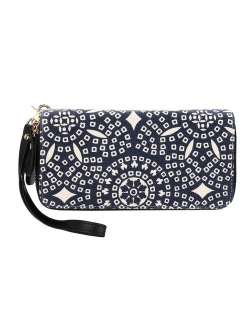 Bohemian Purse Wallet Canvas Elephant Pattern Handbag with Coin Pocket and Strap