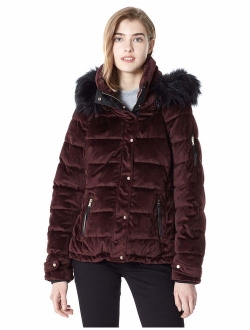 Royal Matrix Womens Short Quilted Warm Winter Water-Resistant Jacket Coat with Faux Fur