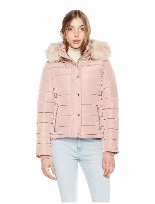 Royal Matrix Womens Short Quilted Warm Winter Water-Resistant Jacket Coat with Faux Fur