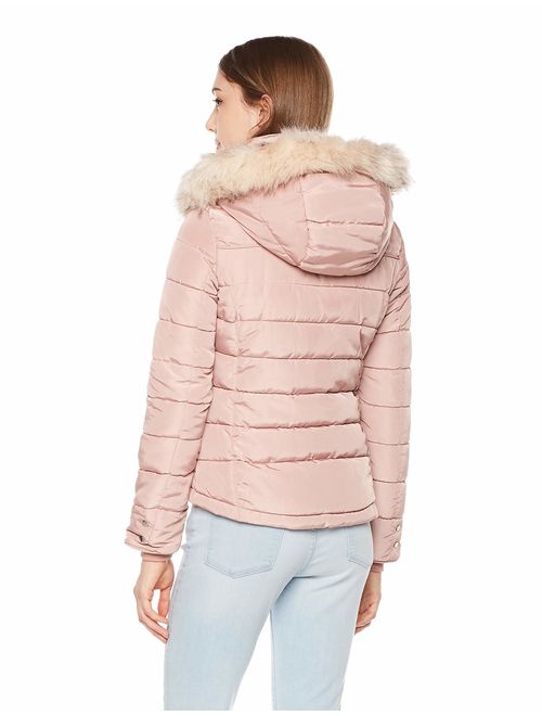 Royal Matrix Womens Short Quilted Warm Winter Water-Resistant Jacket Coat with Faux Fur