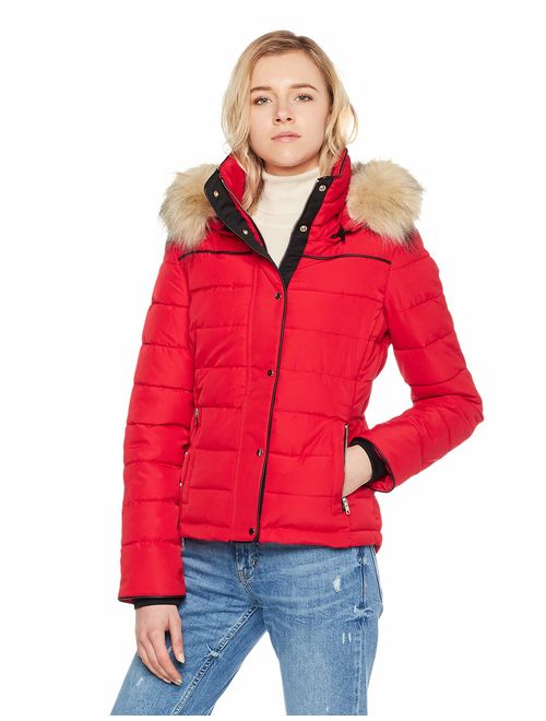 Royal Matrix Womens Short Quilted Warm Winter Water-Resistant Jacket Coat with Faux Fur