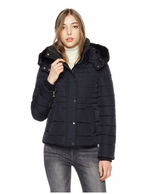 Royal Matrix Womens Short Quilted Warm Winter Water-Resistant Jacket Coat with Faux Fur