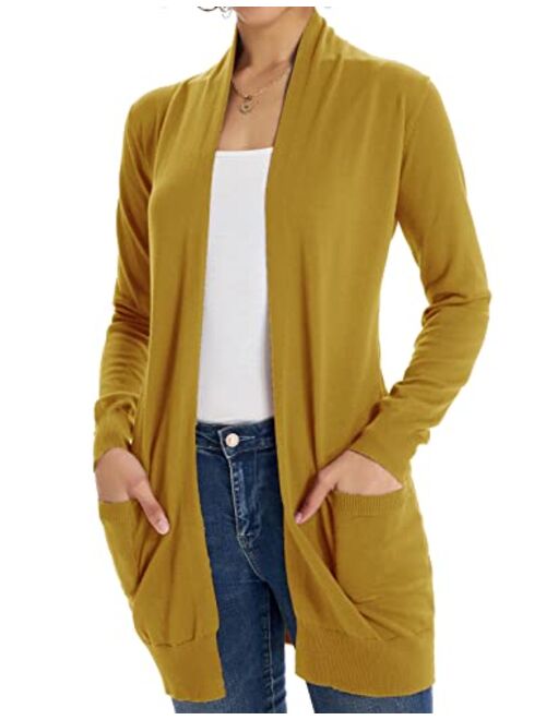 GRACE KARIN Women Open Front Cardigan Sweaters Pockets Long Sleeve Shrugs