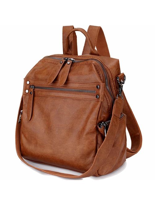 Backpack Purse for Women, PU Leather Fashion Convertible 2 Ways Shoulder Bag VX