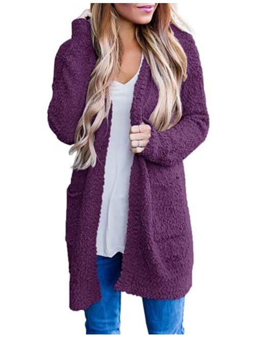 ZESICA Women's Casual Long Sleeve Open Front Soft Chunky Knit Sweater Cardigan Outerwear with Pockets