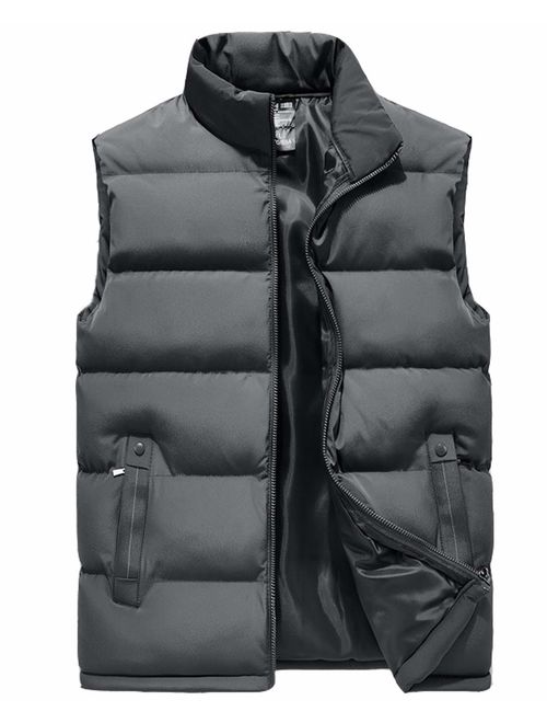 Vcansion Men's Outdoor Casual Stand Collar Padded Vest Coats