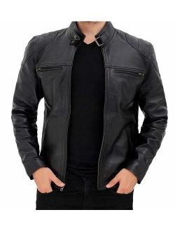 Mens Leather Jacket - Black Real Lambskin Leather Jackets for Mens