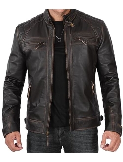 Mens Leather Jacket - Quilted Real Lambskin Leather Jackets for Men