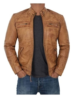 Mens Leather Jacket - Quilted Real Lambskin Leather Jackets for Men