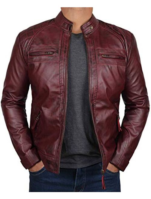 Mens Leather Jacket - Quilted Real Lambskin Leather Jackets for Men