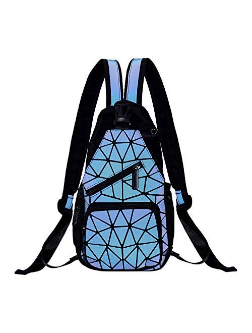 Holographic Geometric Tote Handbag Purse for Women girl Luminous Backpack Purse and tote bag set Crossybody Lady Purse