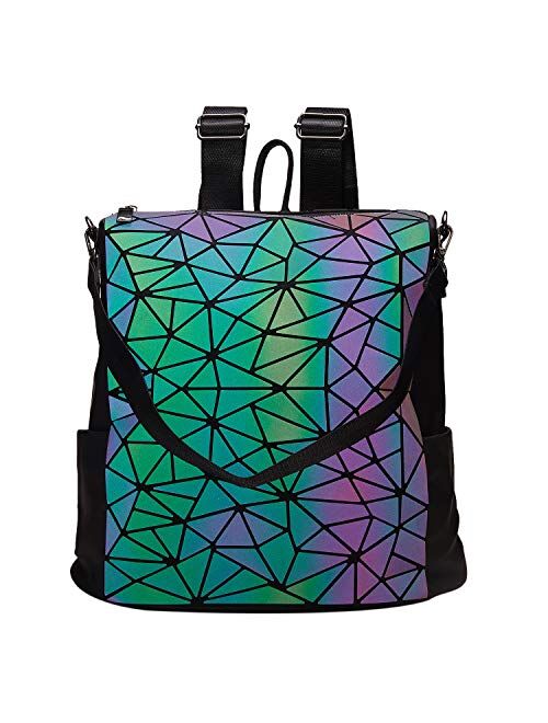 Holographic Geometric Tote Handbag Purse for Women girl Luminous Backpack Purse and tote bag set Crossybody Lady Purse