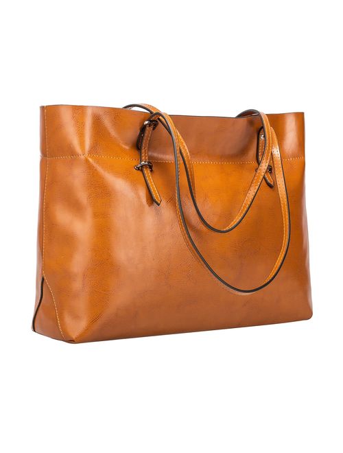 S-ZONE Women's Vintage Genuine Leather Tote Shoulder Bag Handbag Upgraded Version