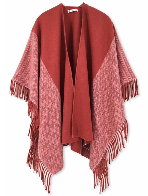 Women Poncho Shawl Cardigan Open Front Elegant Cape