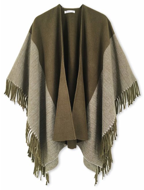 Women Poncho Shawl Cardigan Open Front Elegant Cape