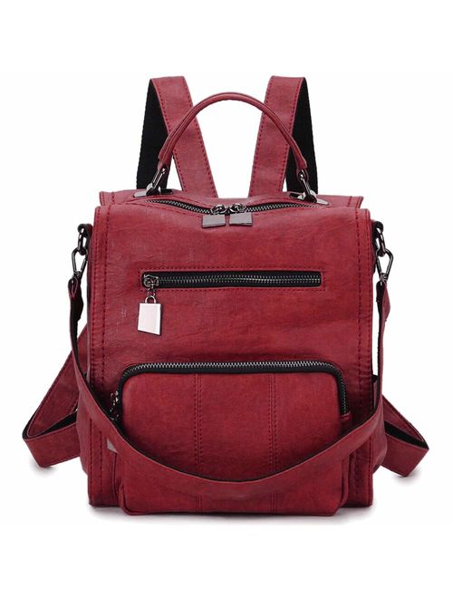 Women Backpack Purse, PU Leather Mini Backpack Fashion Shoulder Bag for Ladies Three Ways to Carry