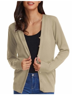 Women's Long Sleeve Button Down Classic Sweater Knit Cardigan