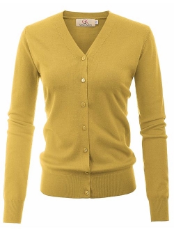 Women's Long Sleeve Button Down Classic Sweater Knit Cardigan