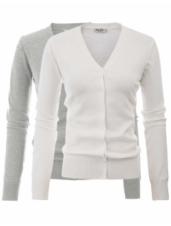 Women's Long Sleeve Button Down Classic Sweater Knit Cardigan