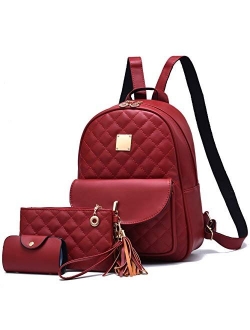 I IHAYNER Women's Simple Design Fashion Quilted Casual Backpack Leather Backpack for Women