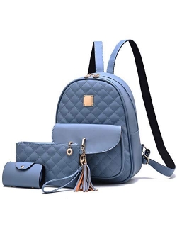 I IHAYNER Women's Simple Design Fashion Quilted Casual Backpack Leather Backpack for Women