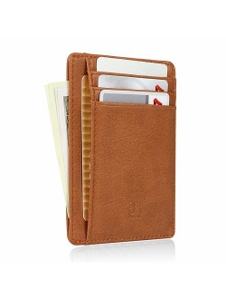 GH GOLD HORSE Slim RFID Blocking Card Holder Minimalist Leather Front Pocket Wallet for Women