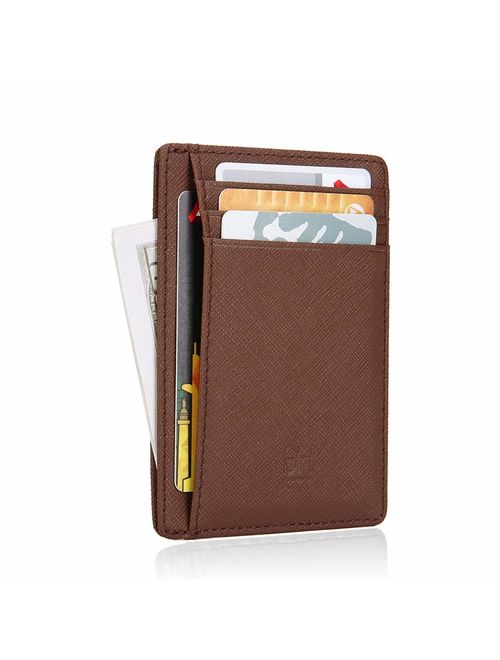 GH GOLD HORSE Slim RFID Blocking Card Holder Minimalist Leather Front Pocket Wallet for Women