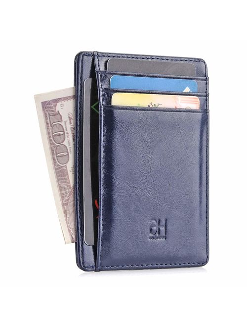 GH GOLD HORSE Slim RFID Blocking Card Holder Minimalist Leather Front Pocket Wallet for Women