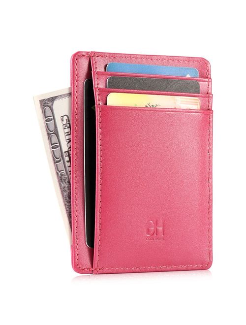 GH GOLD HORSE Slim RFID Blocking Card Holder Minimalist Leather Front Pocket Wallet for Women