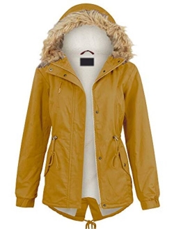 Lock and Love LL Women's Casual Military Safari Anorak Jacket with Hoodie