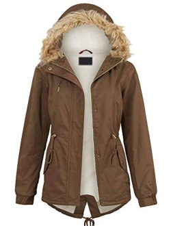 Lock and Love LL Women's Casual Military Safari Anorak Jacket with Hoodie