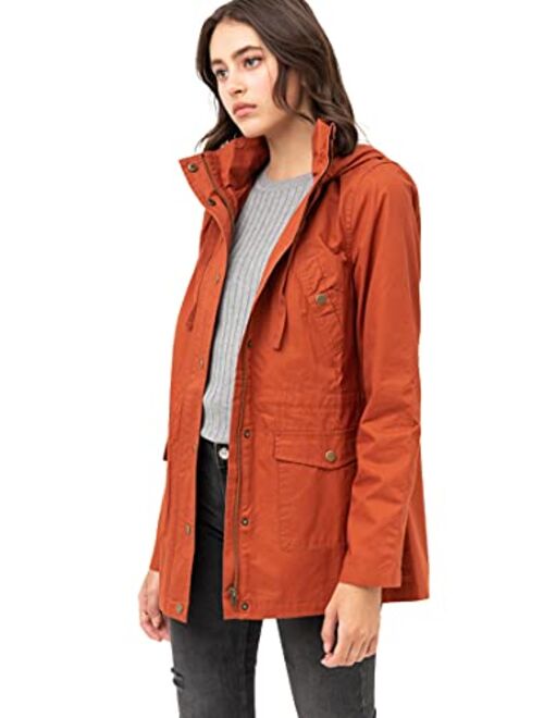 Lock and Love LL Women's Casual Military Safari Anorak Jacket with Hoodie