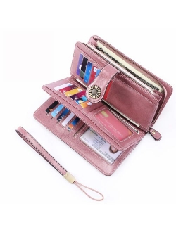 UMODE Vintage Style Genuine Leather Large Capacity RFID Wallet Organizer for Women