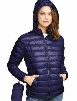 Lock and Love Women's Ultra Light Weight Packable Down Jacket with Removable Hoodie