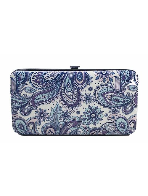 Chicastic Glossy Snakeskin Texture Faux Patent Leather Flat Hard Clutch Wallet