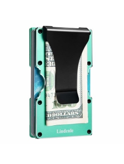 Lindenle Womens Minimalist Slim Wallet RFID Blocking Aluminum Card Holder Money Clip