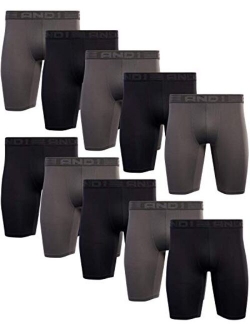 Mens Long Leg Performance Compression Boxer Briefs (10 Pack)