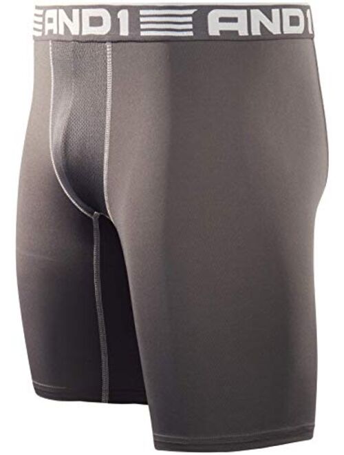 AND1 Men’s Long Leg Performance Compression Boxer Briefs (10 Pack)