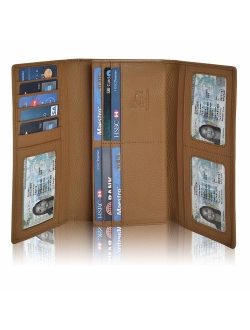 Leather Wallets for Women - RFID Blocking Checkbook Wallet with 11 Card Slots