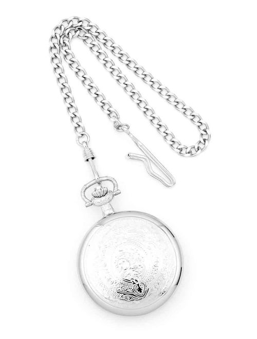 Charles-Hubert Paris Men's Charles Hubert Chrome-finish White Dial Pocket Watch XWA1914