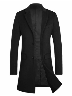 APTRO Men's Winter Single Breased Slim Fit Wool Trench Coat Long Pea Coat Top Coat