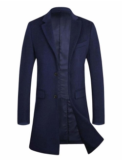 APTRO Men's Winter Single Breased Slim Fit Wool Trench Coat Long Pea Coat Top Coat