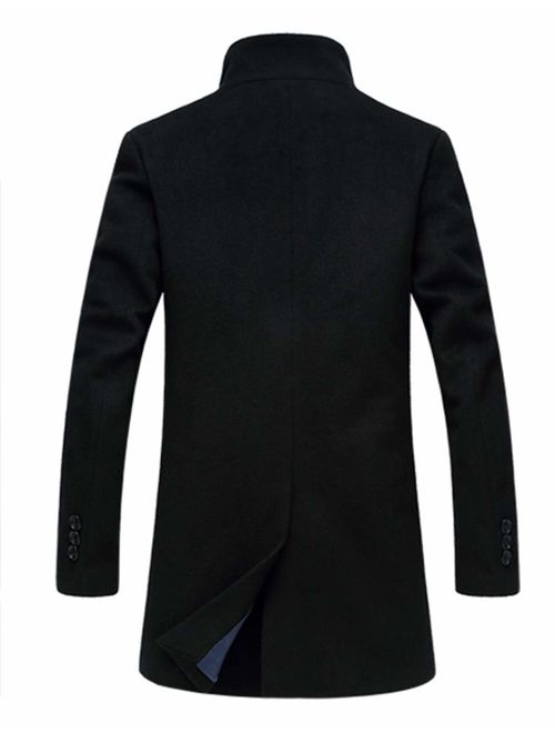 APTRO Men's Winter Single Breased Slim Fit Wool Trench Coat Long Pea Coat Top Coat